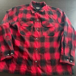 Mens Pendleton 29685 Black Red Loop Collar Wool Board Shirt Size Large